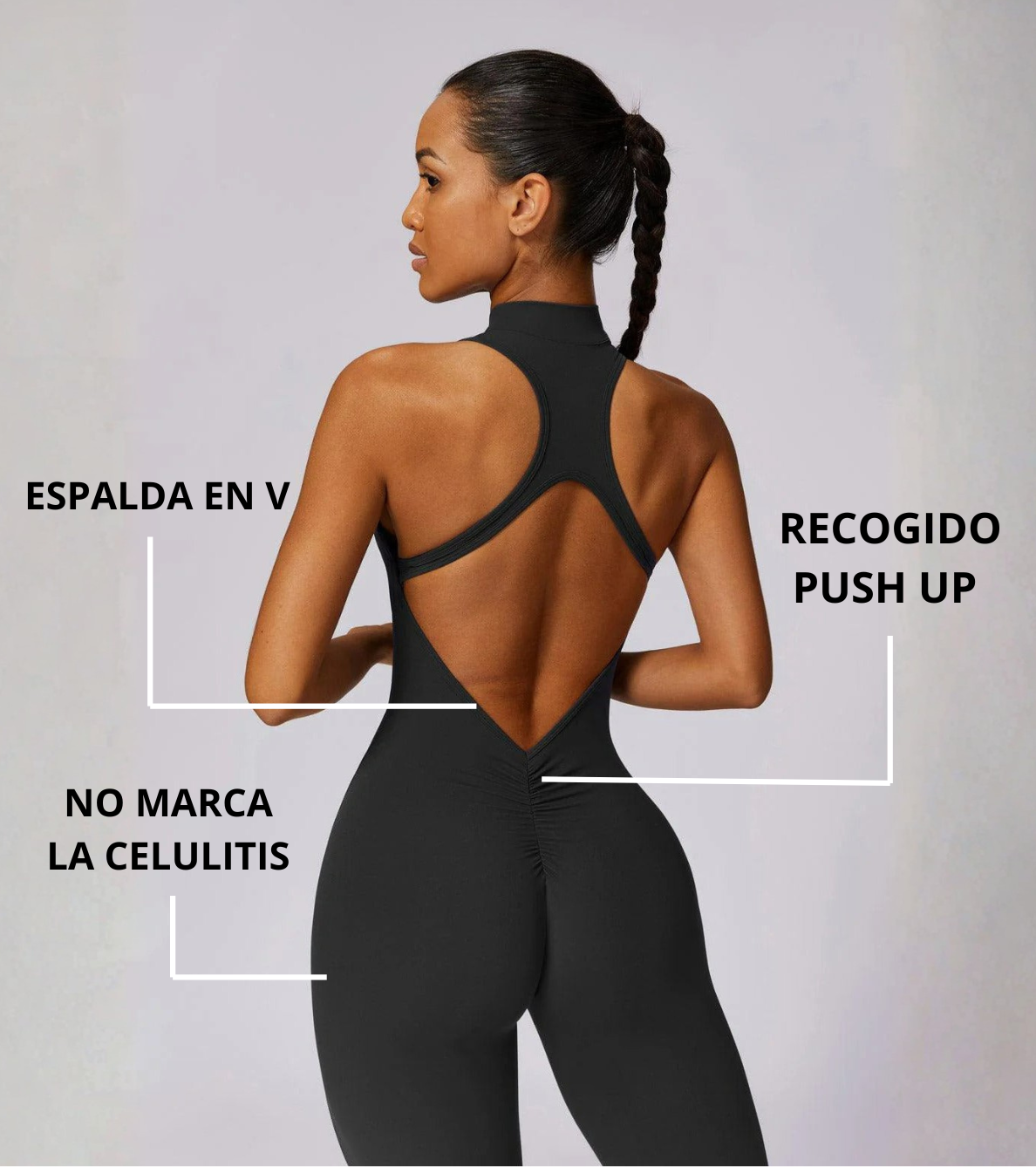 ENTERIZO CON CREMALLERA FRONTAL, ESPALDA EN V