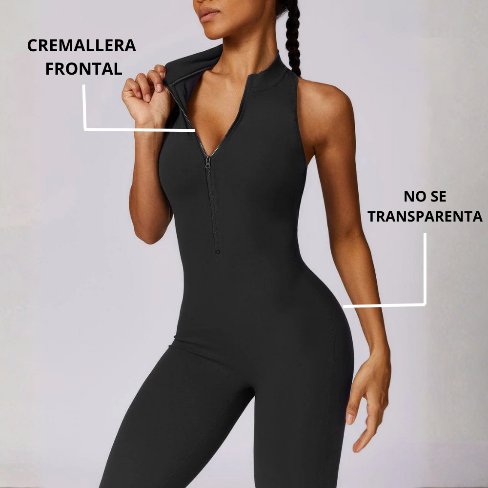 ENTERIZO CON CREMALLERA FRONTAL, ESPALDA EN V