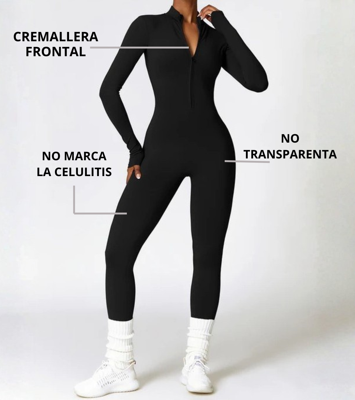 ENTERIZO MANGA LARGA CON CREMALLERA NEGRO