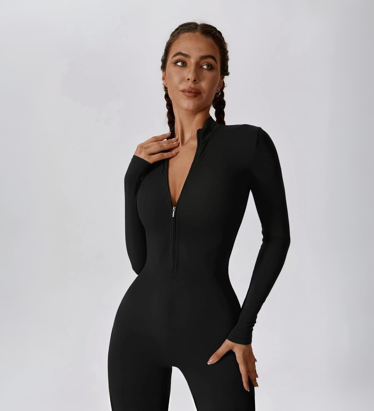 ENTERIZO MANGA LARGA CON CREMALLERA NEGRO