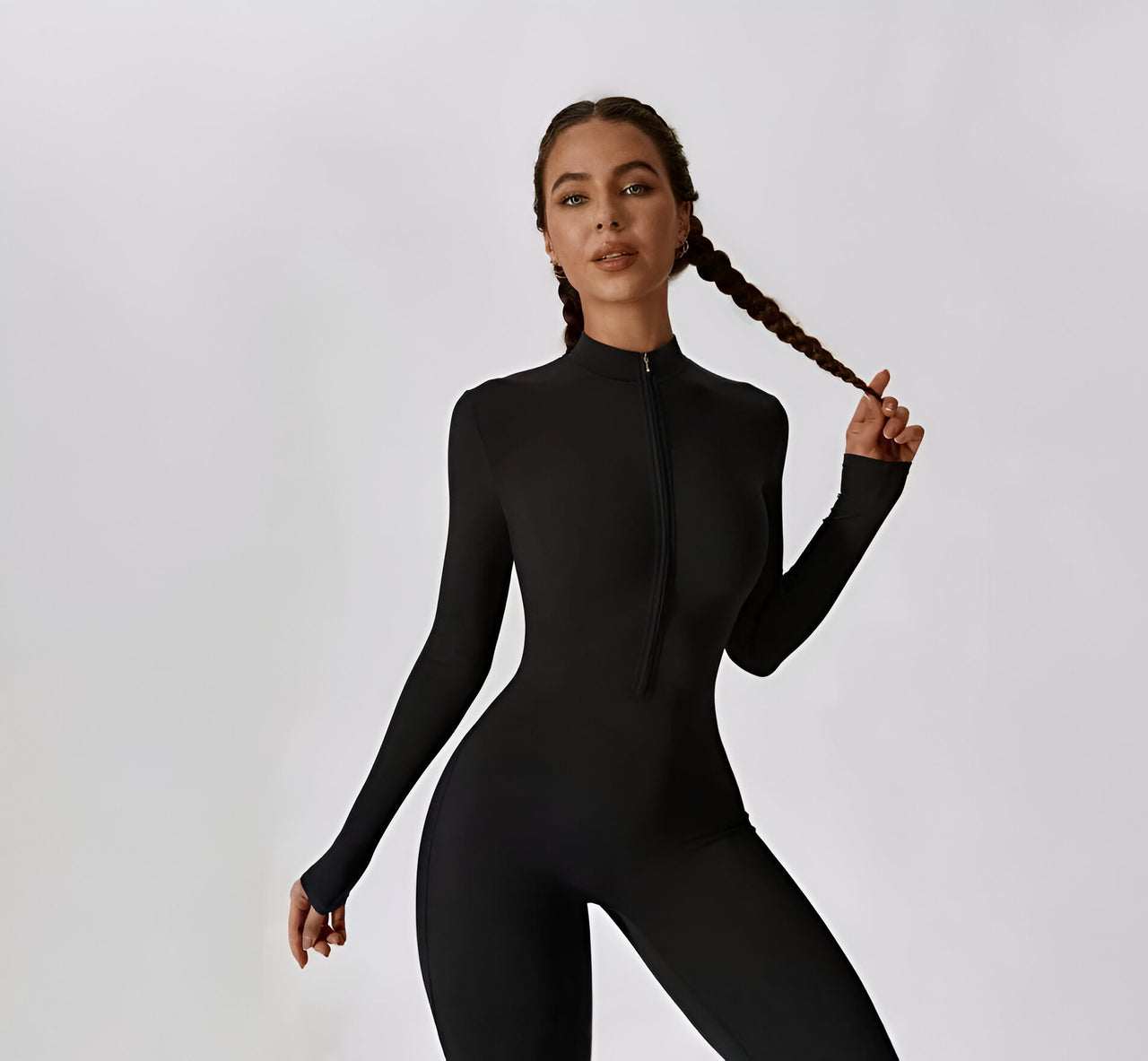 ENTERIZO MANGA LARGA CON CREMALLERA NEGRO