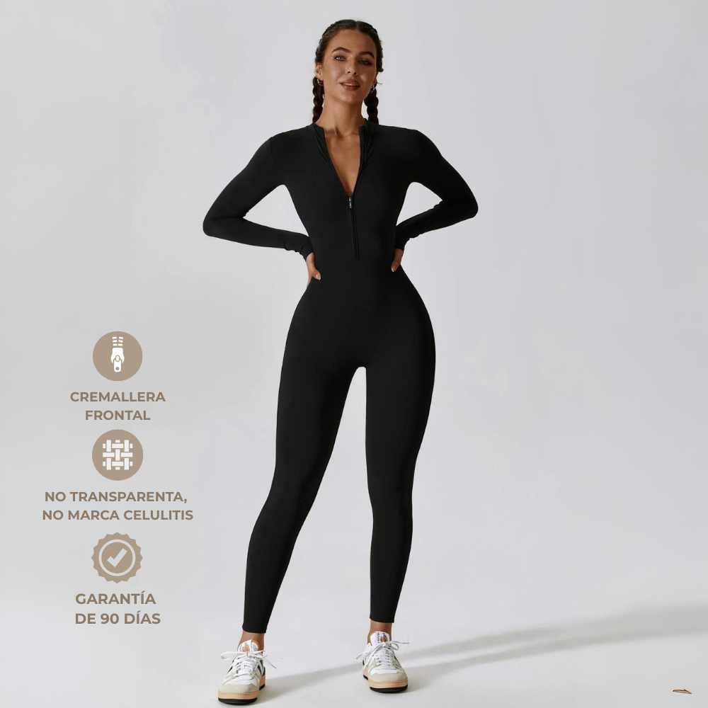 ENTERIZO MANGA LARGA CON CREMALLERA NEGRO